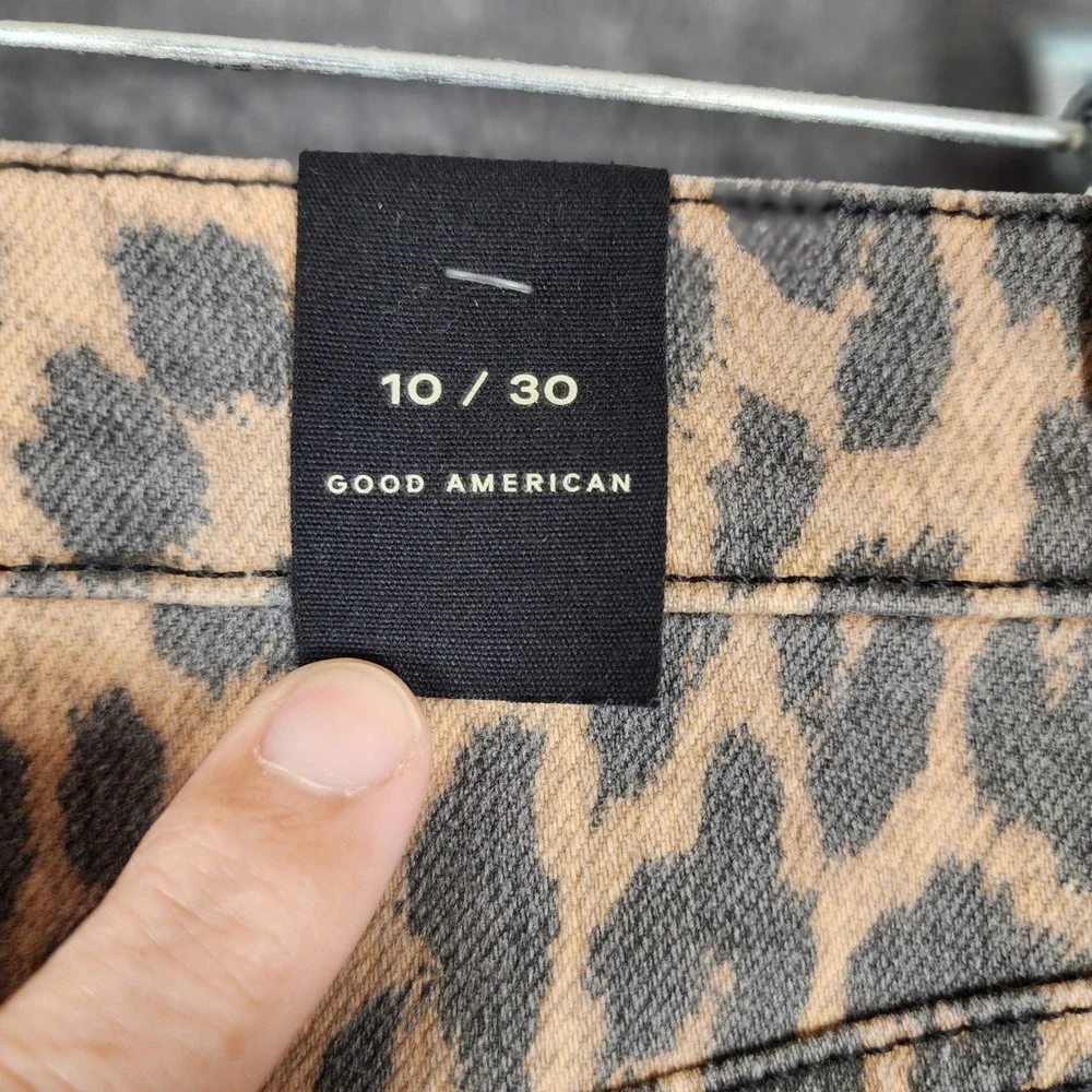 Good American Good Standard Kick Flare Jeans Lucky Leopard High Rise 10/30 - Picture 7 of 15